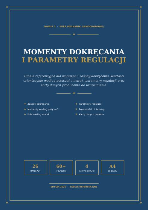 Okładka: Momenty dokręcania i parametry regulacji